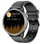 Smartwatch iSEN Watch M3 Silver cu bratara neagra de piele, 1.3" Touchscreen, Bt Call, IP68, 240mAh, HR, Tensiune, Notificari, Muzica