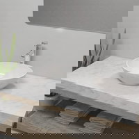 Chiuvetă de baie cu robinet mixer, ceramică, oval, alb