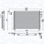Radiator AC condensator cu uscator potrivit KIA RIO II 1.5D 03.05-12.11, MAGNETI MARELLI