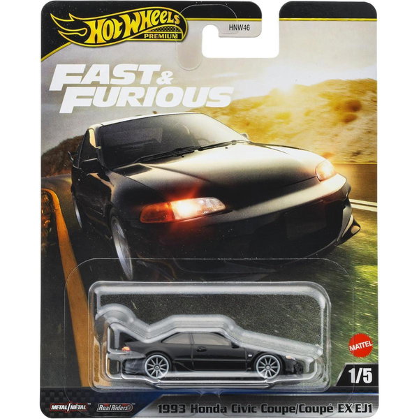Masinuta Fast and Furious, Hot Wheels, 1993 Honda Civic Coupe EX EJ1, JBL90, Hot Wheels