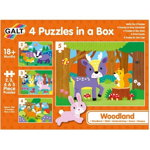 Set 4 puzzle-uri - Animalute din padure (2, 3, 4, 5 piese), Galt, 1-2 ani +, Galt