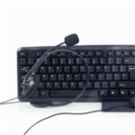 KBS-UO4-01 - Tastatura, USB, Black + Mouse Optic, USB, Black + Casti cu microfon, Black + Mouse Pad, Black, Gembird