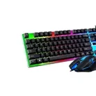 Kit mouse si tastatura cu fir, Lumini LED Combo gaming, computer, laptop, negru OMC, OMC