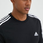 adidas Sportswear, Tricou de bumbac Essentials 3-Stripes, Negru
